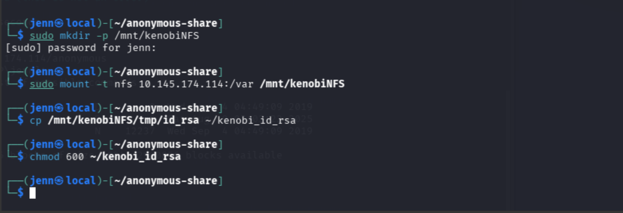 NFS mount and cp retrieving id_rsa from /mnt/kenobiNFS/tmp/